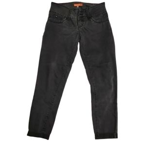 YMI WannaBetta Butt? womens black low-rise buttonfly cropped ankle jeans size 9